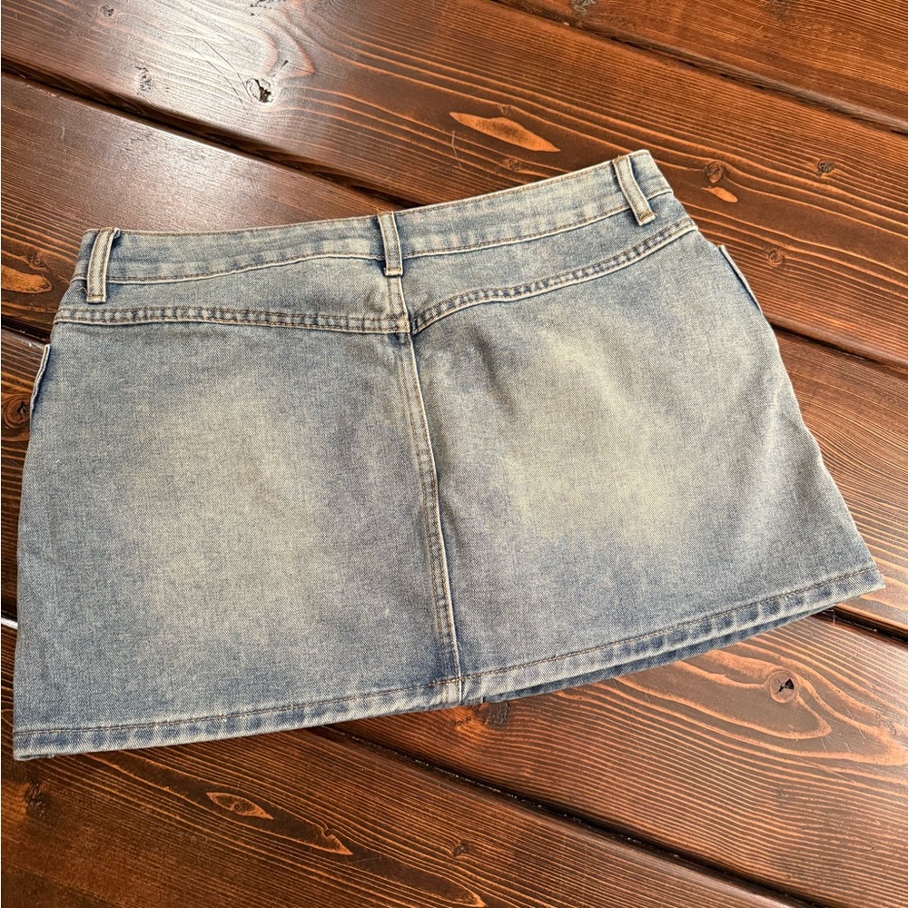 Denim Mini Skirt with Bow Accents - Picture 3 of 3